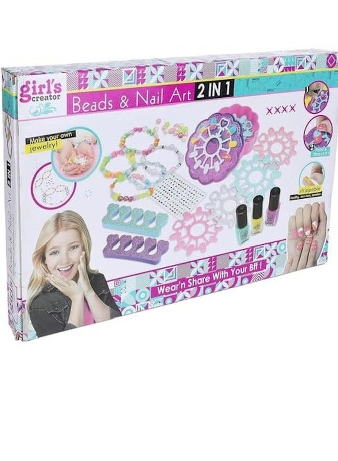 richtots Premium 2 in 1 Hair Beads & Nail Art Kit (Pink) - Image 2